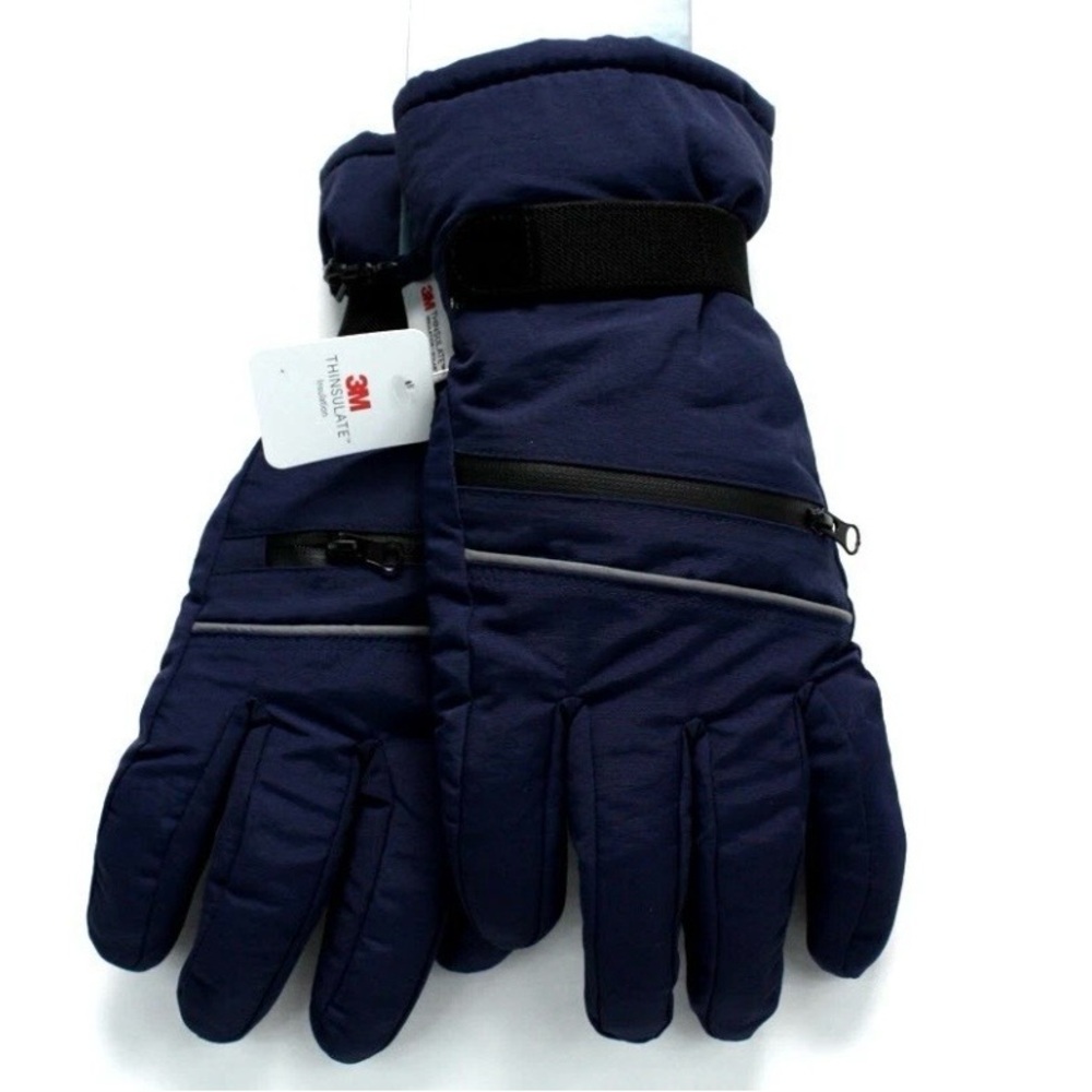 3M Thinsulate Dark Blue Insulated Gloves medium/large mens touch pads zipper nwt